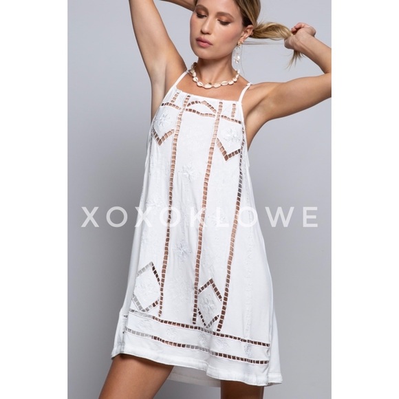 POL Ivory Embroidered Cutwork Sleeveless Dress - Picture 3 of 11